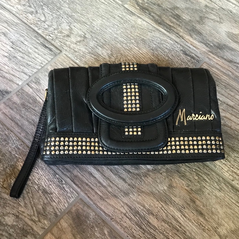 Marciano Clutch Black Leather Satchel